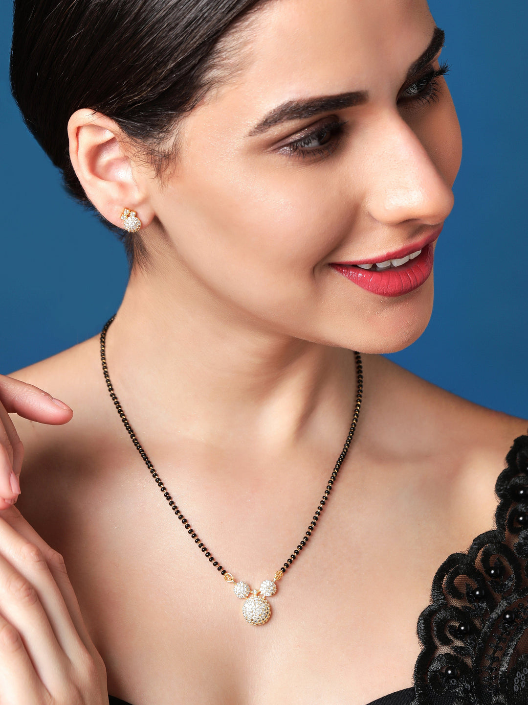 18 KT Gold Plated Zirconia Studded Mangalsutra Necklaces, Necklace Sets, Chains & Mangalsutra
