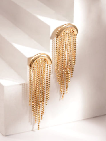 18K Gold plated Beaded chain tassels Posh Earrings Earrings