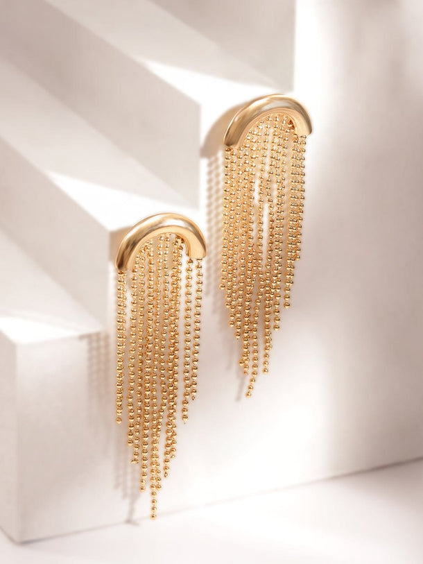 18K Gold plated Beaded chain tassels Posh Earrings Earrings