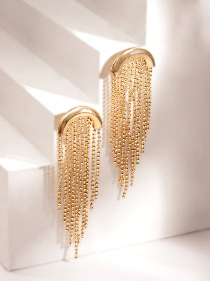 18K Gold plated Beaded chain tassels Posh Earrings Earrings