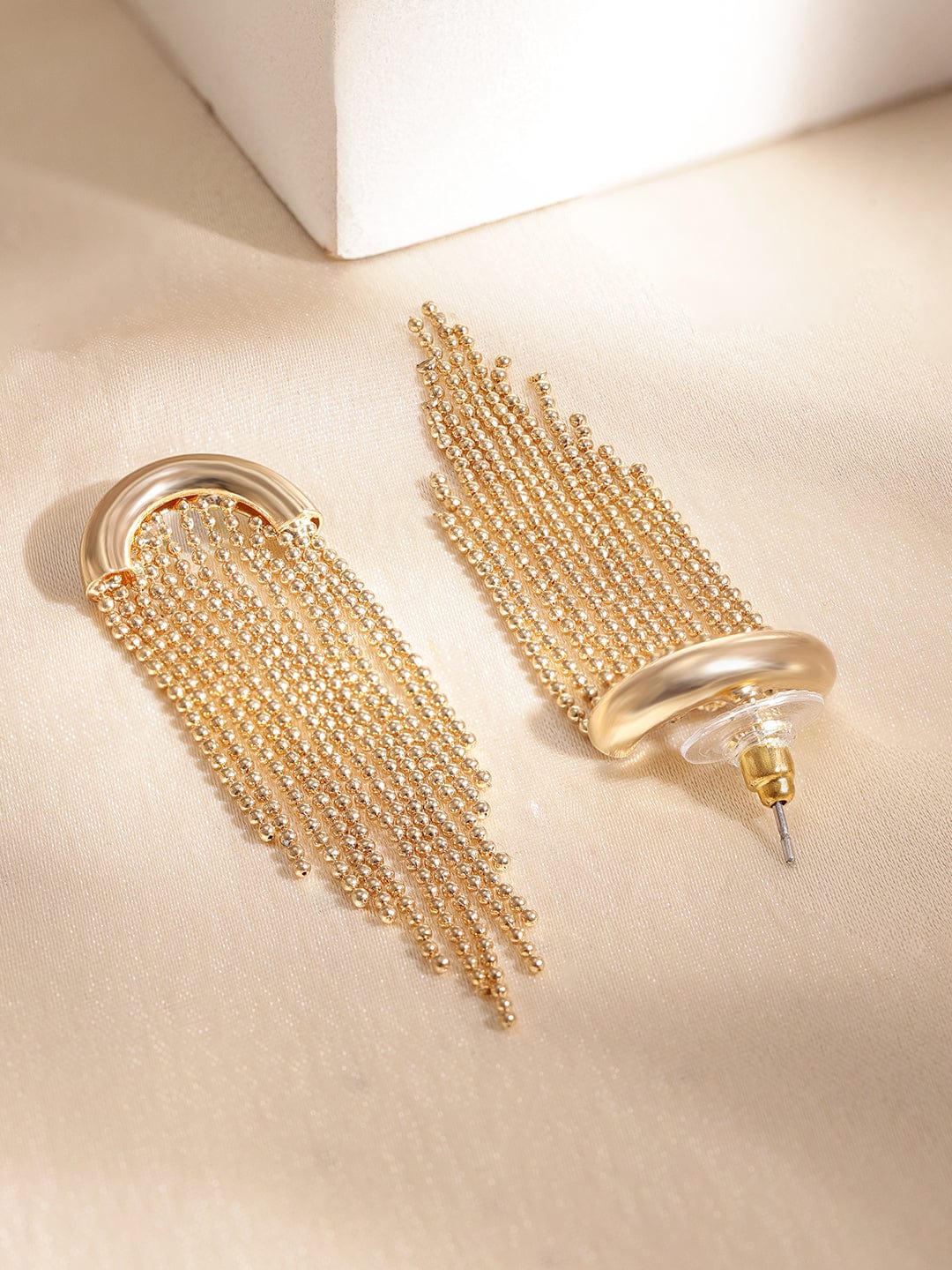 18K Gold plated Beaded chain tassels Posh Earrings Earrings