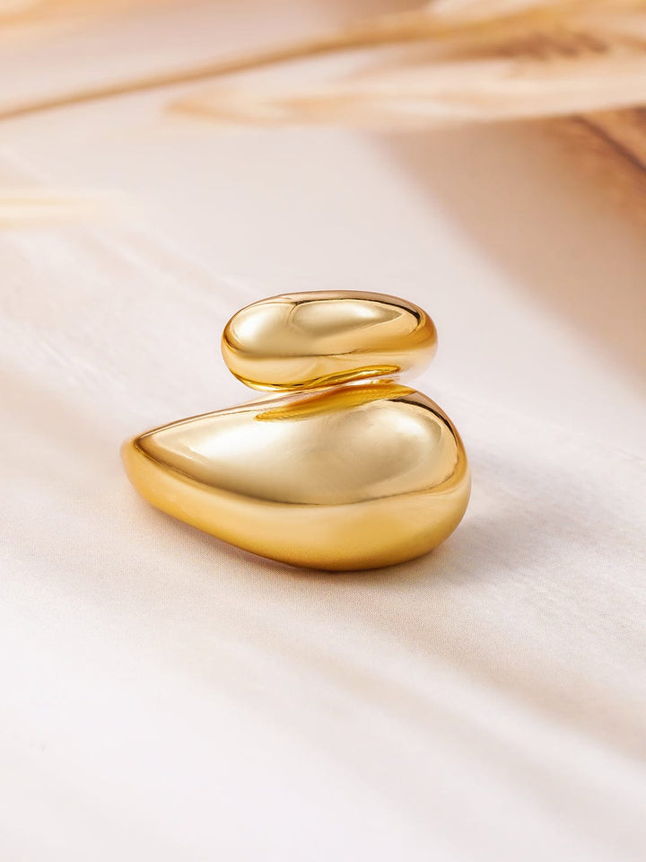 18K Gold Plated Bold Sculptural Statement Ring Ring