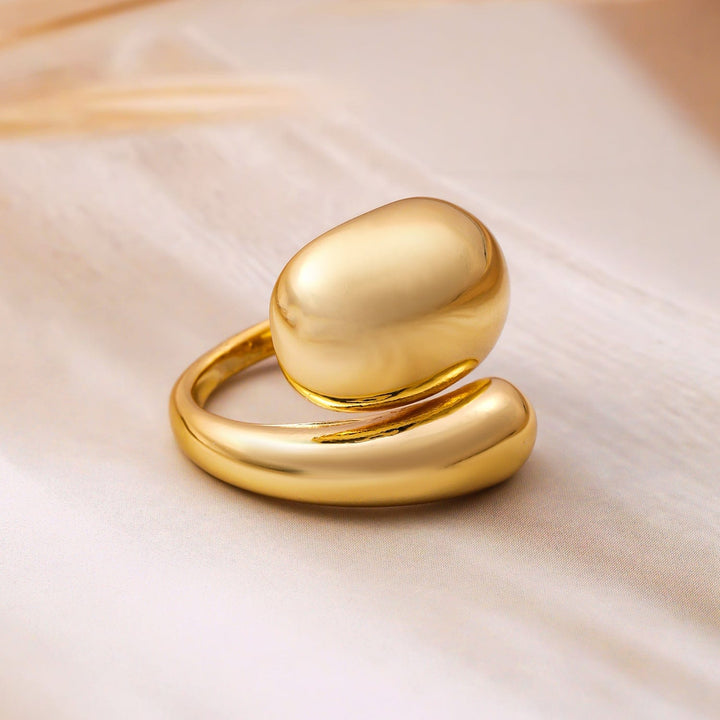 18K Gold Plated Bold Sculptural Statement Ring Ring