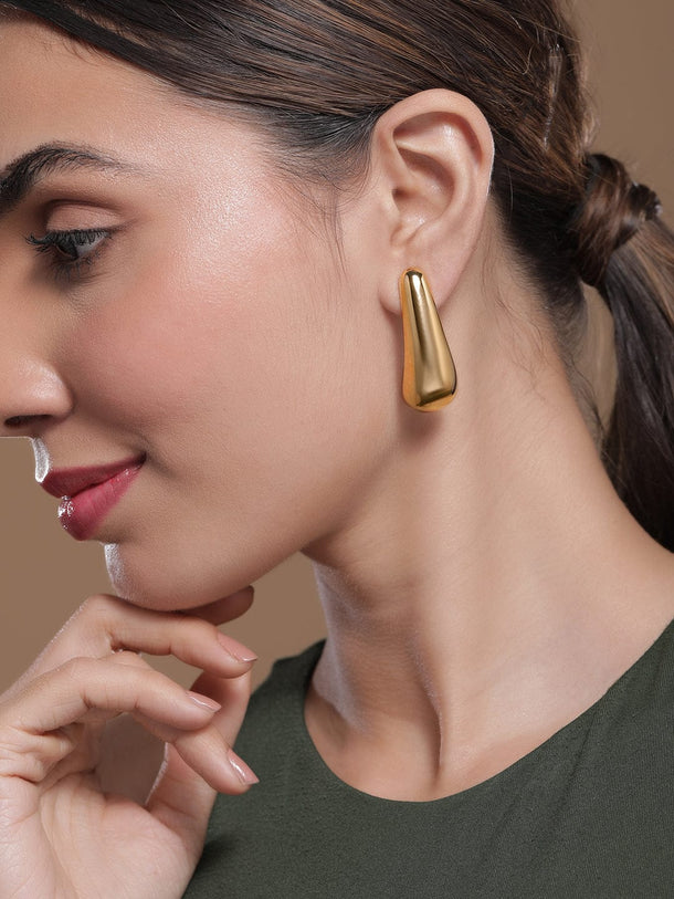 18K Gold Plated Copper Statement Stud Earrings Earrings