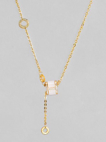 18K Gold Plated Cubic Zirconia Studded Adjustable Long Chain Necklace Necklace & Chains