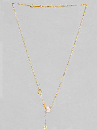 18K Gold Plated Cubic Zirconia Studded Adjustable Long Chain Necklace Necklace & Chains