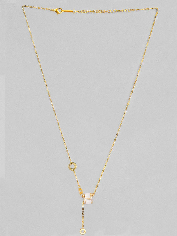 18K Gold Plated Cubic Zirconia Studded Adjustable Long Chain Necklace Necklace & Chains