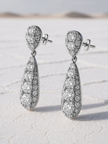 18K Gold-Plated Cubic Zirconia Studded Drop Earrings Drop Earrings