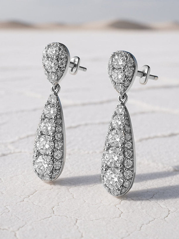 18K Gold-Plated Cubic Zirconia Studded Drop Earrings Drop Earrings