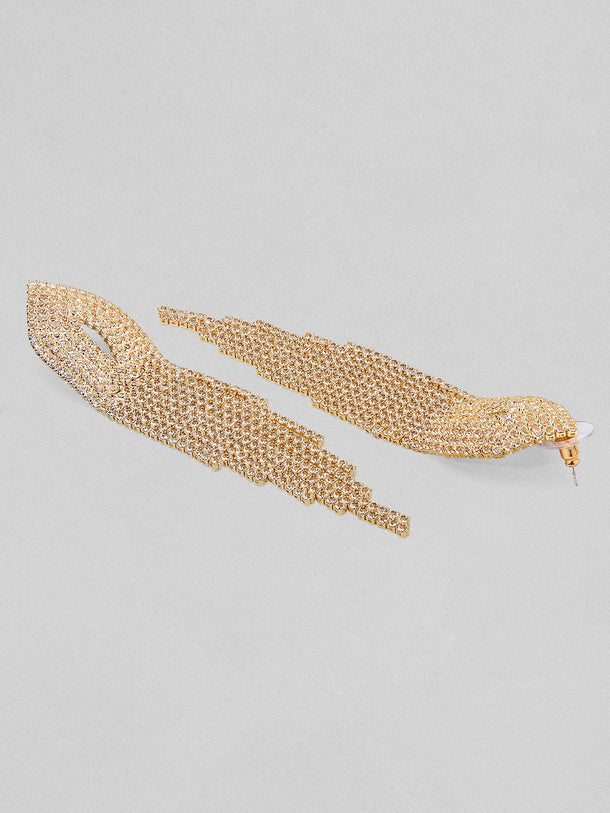 18K Gold Plated Cubic Zirconia Studded Multilayer Tassel Drop Earrings Earrings