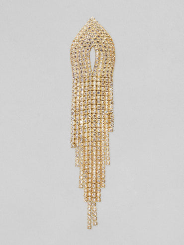 18K Gold Plated Cubic Zirconia Studded Multilayer Tassel Drop Earrings Earrings