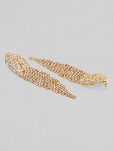 18K Gold Plated Cubic Zirconia Studded Multilayer Tassel Drop Earrings Earrings