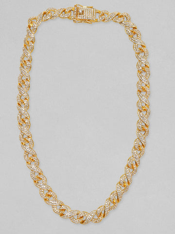 18K Gold-Plated Cubic Zirconia Studded Statement Chunky Chain Necklace Necklace & Chains