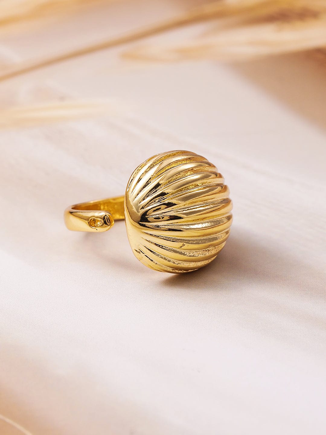 18K Gold-Plated Dome-Shaped Statement Adjustable Finger Ring Ring