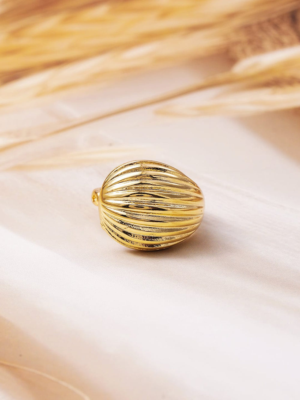 18K Gold-Plated Dome-Shaped Statement Adjustable Finger Ring Ring