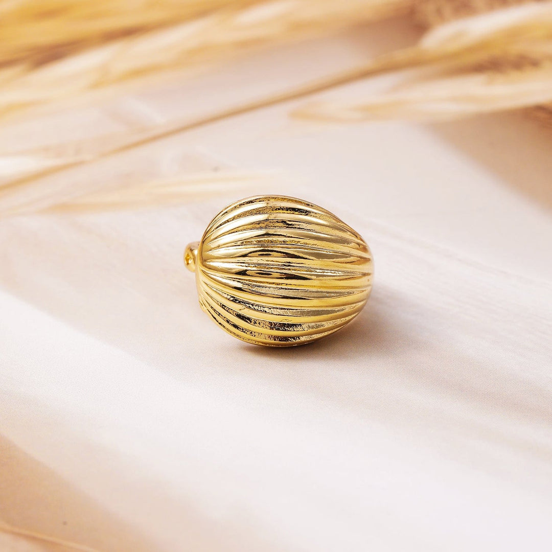 18K Gold-Plated Dome-Shaped Statement Adjustable Finger Ring Ring