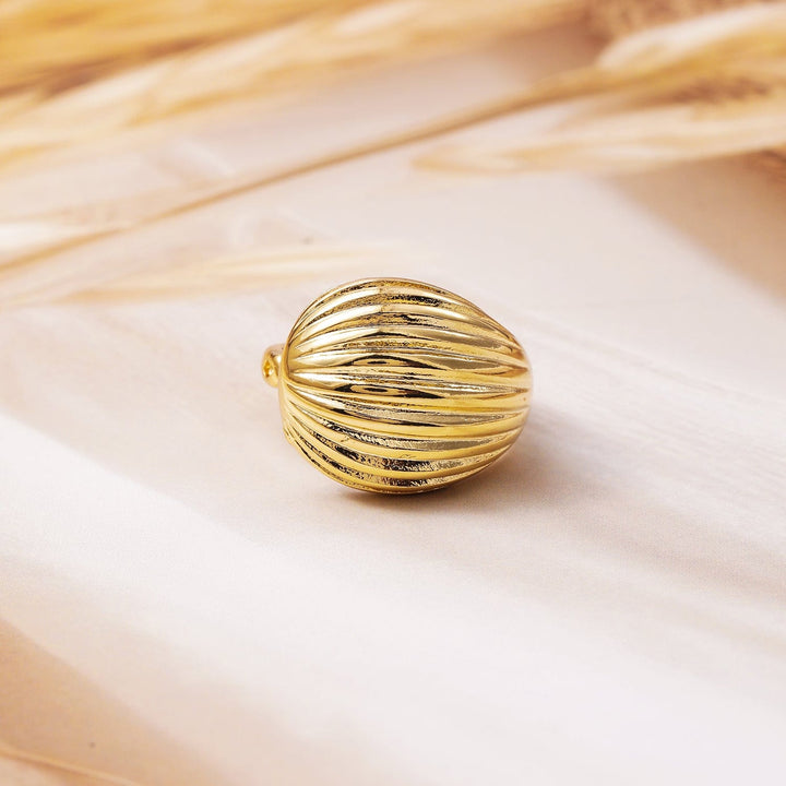 18K Gold-Plated Dome-Shaped Statement Adjustable Finger Ring Ring