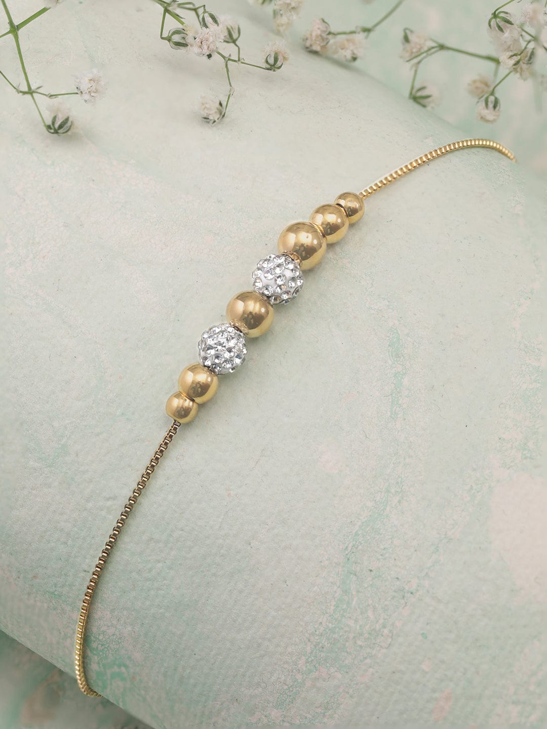 18K Gold Plated Gold Beaded Pull Chain Dainty Bracelet Bangles & Bracelets