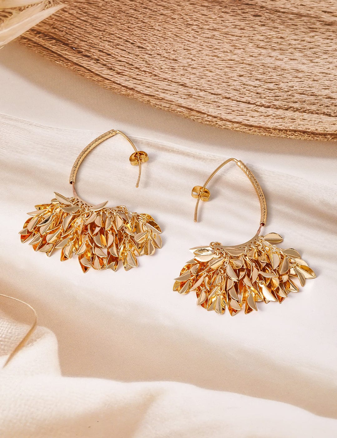 18K Gold Plated Leaf Cluster Dangle Earrings Drop Earrings