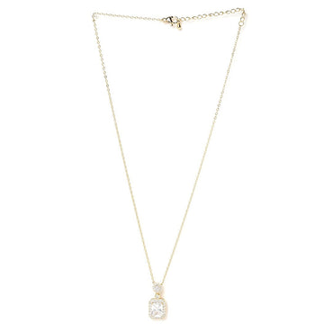 18K Gold Plated Radiant Cut CZ Pendant Necklace - Statement Piece with Sparkling Accents Necklace & Chains