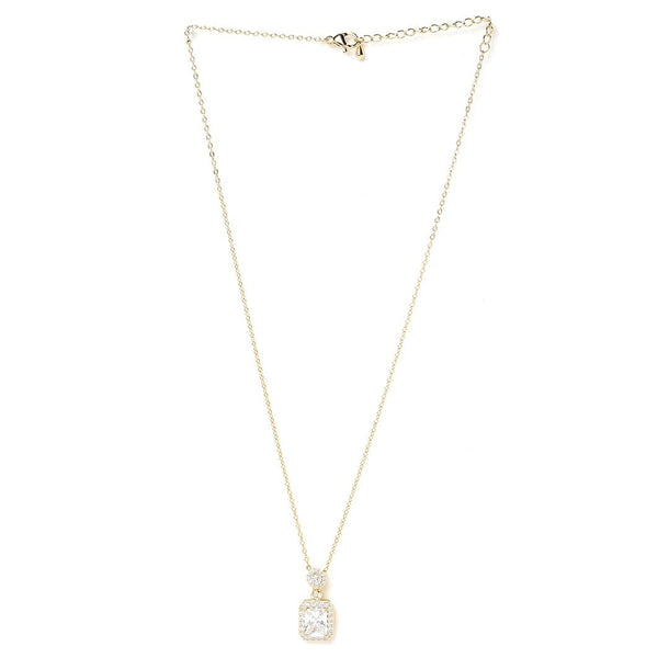 18K Gold Plated Radiant Cut CZ Pendant Necklace - Statement Piece with Sparkling Accents Necklace & Chains