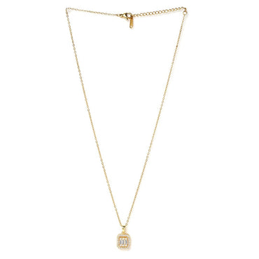 18K Gold Plated Square Pendant Necklace with Sparkling Cubic Zicronia Accents Necklace & Chains