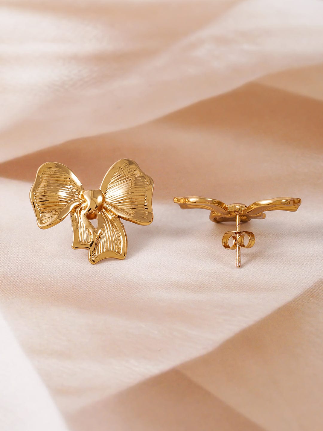 18K Gold Plated Stainless Steel Tarnish-Free Waterproof Bow Stud Earrings Stud Earrings