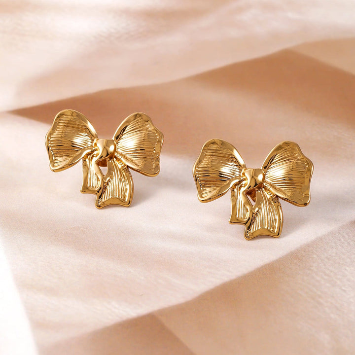 18K Gold Plated Stainless Steel Tarnish-Free Waterproof Bow Stud Earrings Stud Earrings