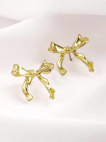 18K Gold Plated Stainless Steel Tarnish Free Waterproof Bowknot Studs Stud Earrings