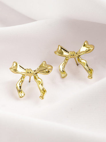 18K Gold Plated Stainless Steel Tarnish Free Waterproof Bowknot Studs Stud Earrings