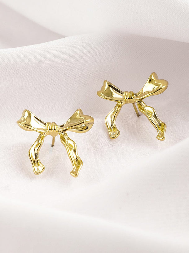 18K Gold Plated Stainless Steel Tarnish Free Waterproof Bowknot Studs Stud Earrings