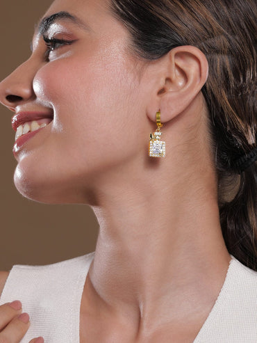 18K Gold Plated Stainless Steel Tarnish free Waterproof CZ Studded Butterfly Drop Earring Drop Earrings