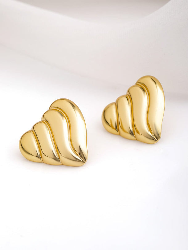18K Gold Plated Stainless Steel Tarnish-Free Waterproof Demi Fine Heart Stud Earrings Earrings