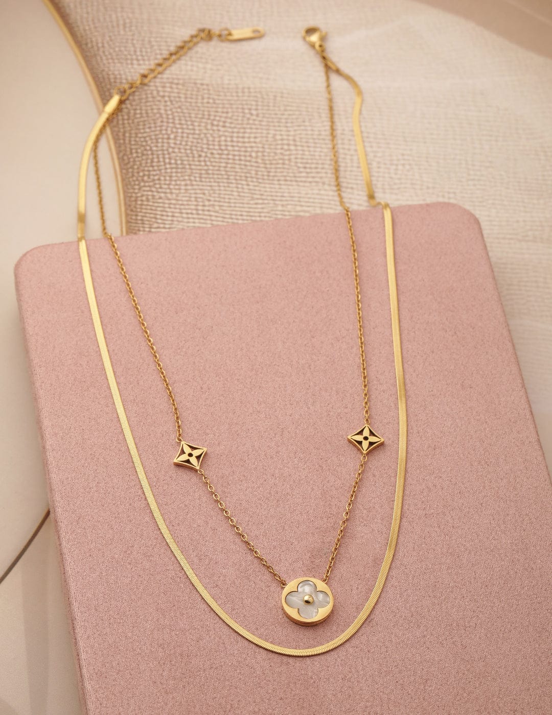 18K Gold-Plated Stainless Steel Tarnish-Free Waterproof Dual-Layered Necklace Chain & Necklace