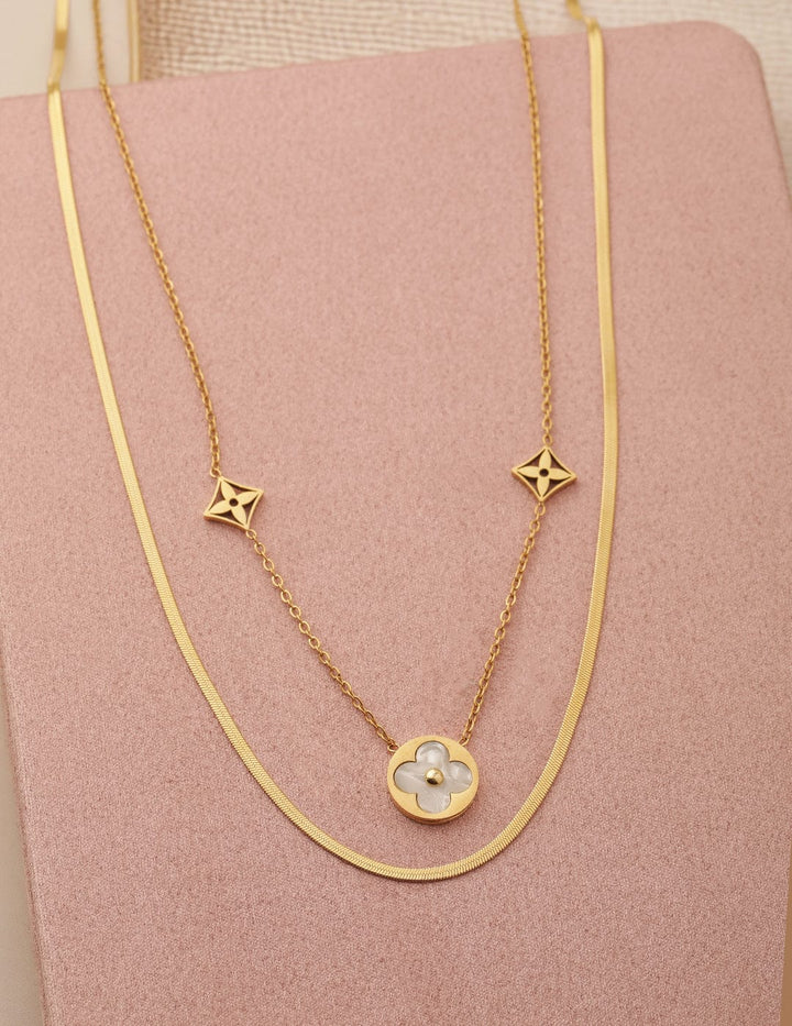 18K Gold-Plated Stainless Steel Tarnish-Free Waterproof Dual-Layered Necklace Chain & Necklace