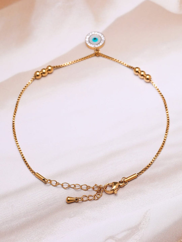 18K Gold-Plated Stainless Steel Tarnish-Free Waterproof Evil Eye Charm Anklet Anklet