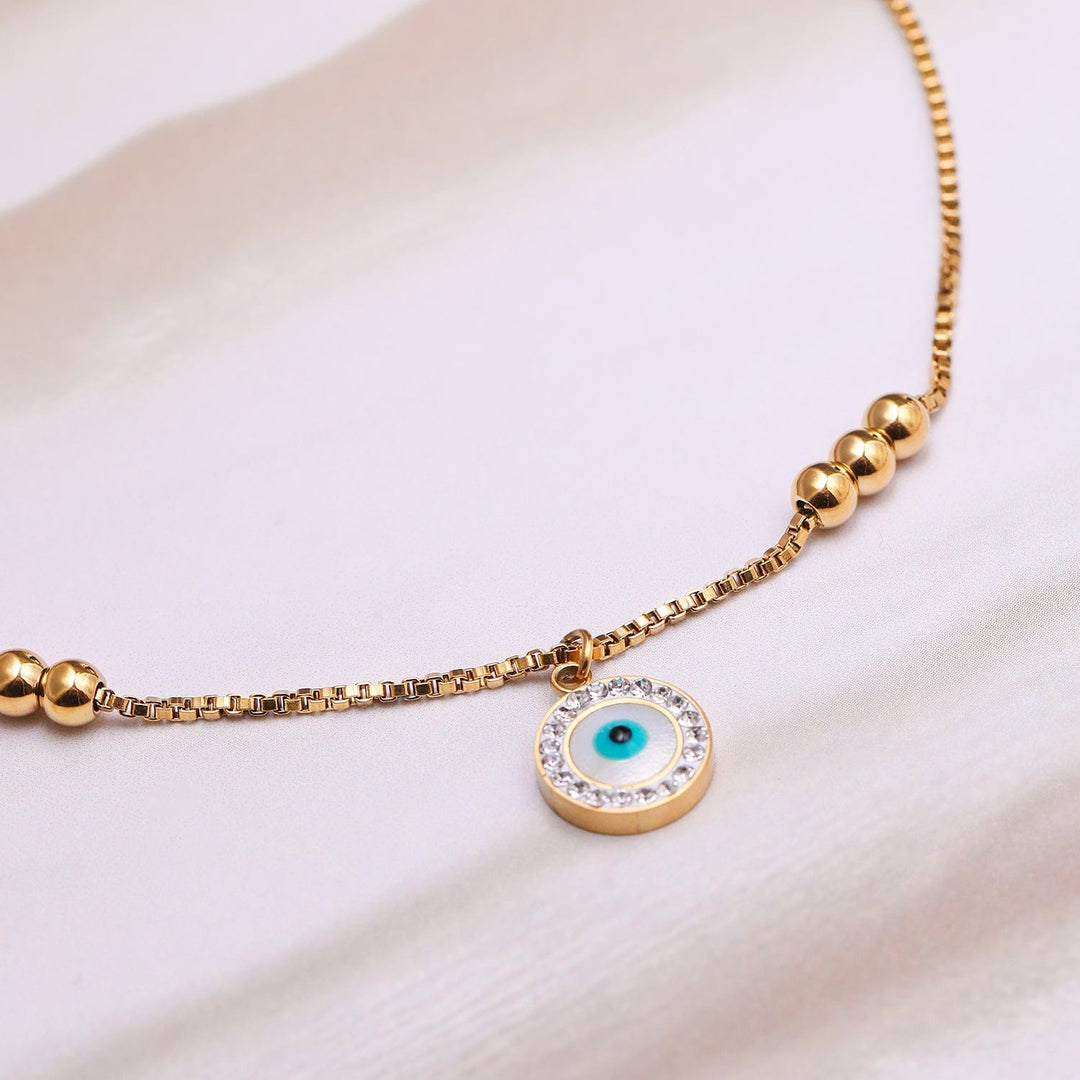 18K Gold-Plated Stainless Steel Tarnish-Free Waterproof Evil Eye Charm Anklet Anklet