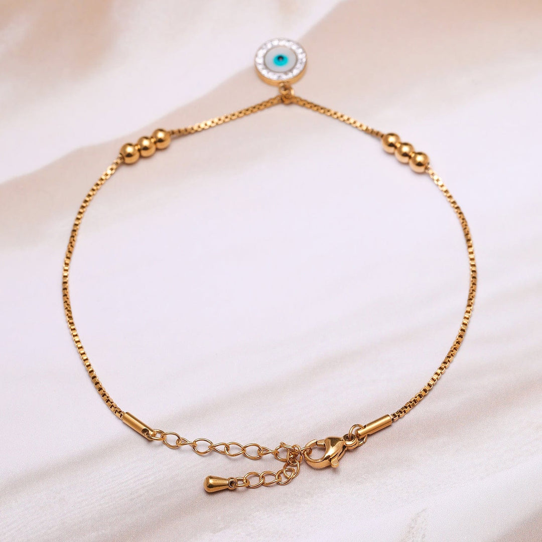 18K Gold-Plated Stainless Steel Tarnish-Free Waterproof Evil Eye Charm Anklet Anklet