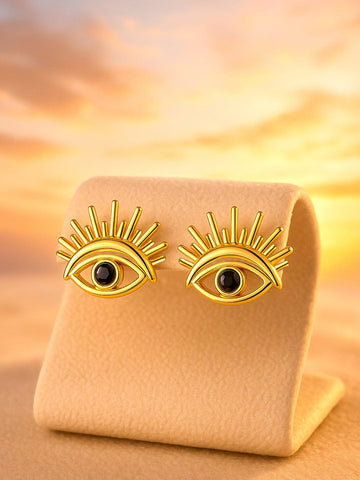18K Gold Plated Stainless Steel Tarnish-Free Waterproof Evil Eye Stud Earrings Stud Earrings