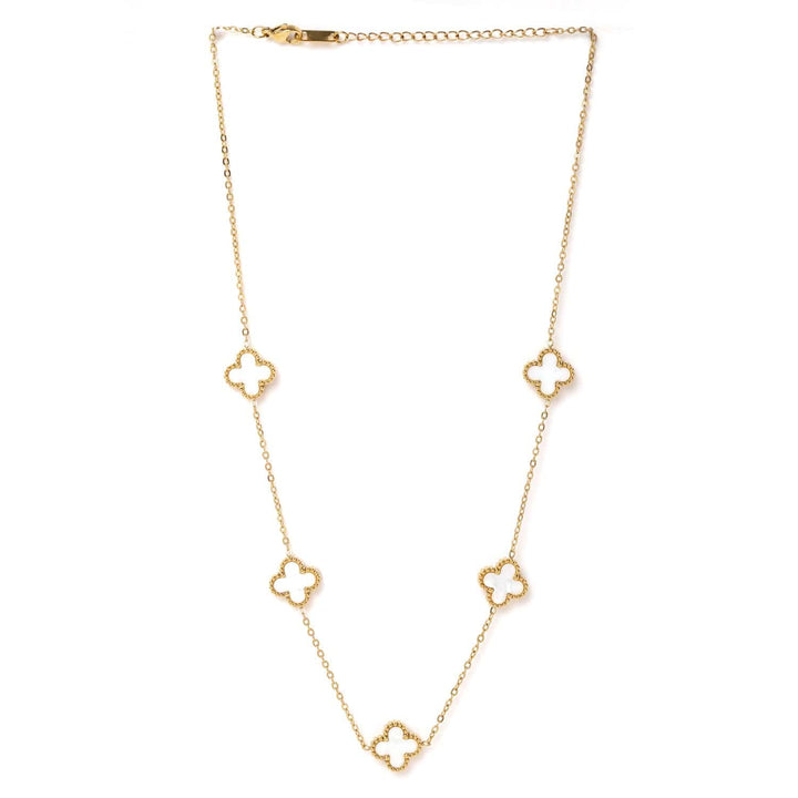 18K Gold-Plated Stainless Steel Tarnish-Free Waterproof Flora Motif Necklace Chain & Necklace