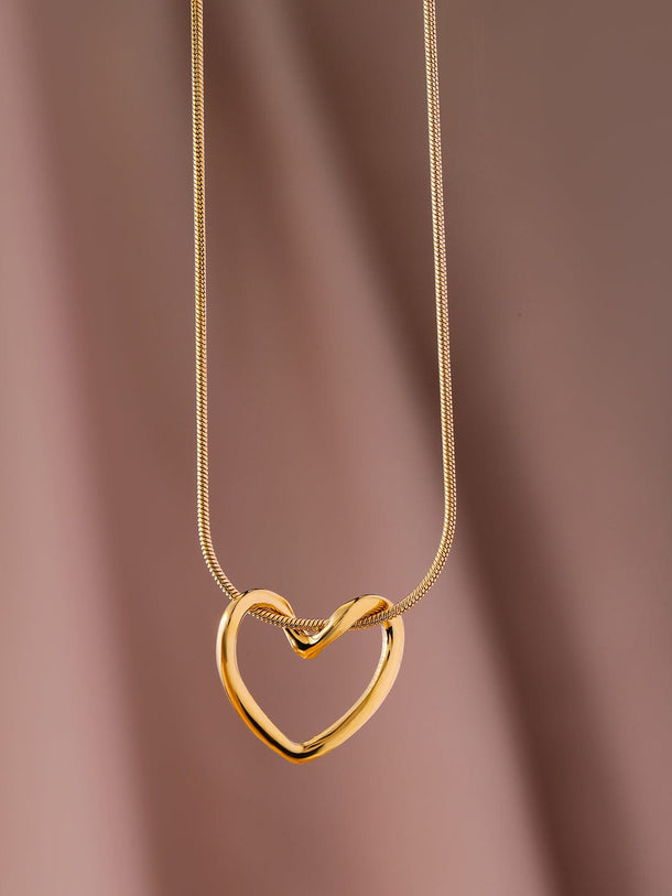 18K Gold Plated Stainless Steel Tarnish-Free Waterproof Heart Pendant Necklace Necklace and Chains