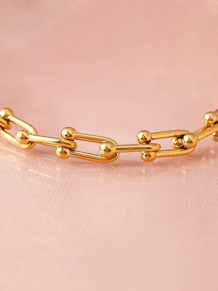 18K Gold-Plated Stainless Steel Tarnish-Free Waterproof Link Bracelet - Gold