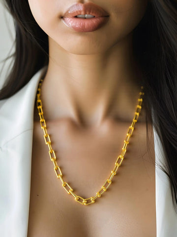 18K Gold-Plated Stainless Steel Tarnish-Free Waterproof Link Chain Necklace Chain & Necklace