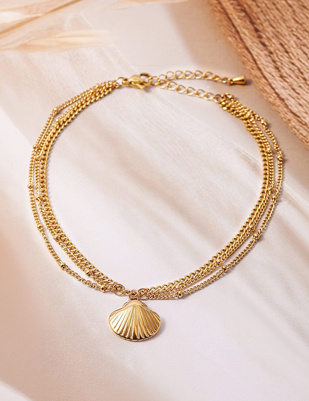 18K Gold Plated Stainless Steel Tarnish-Free Waterproof Shell Charm Anklet Anklet