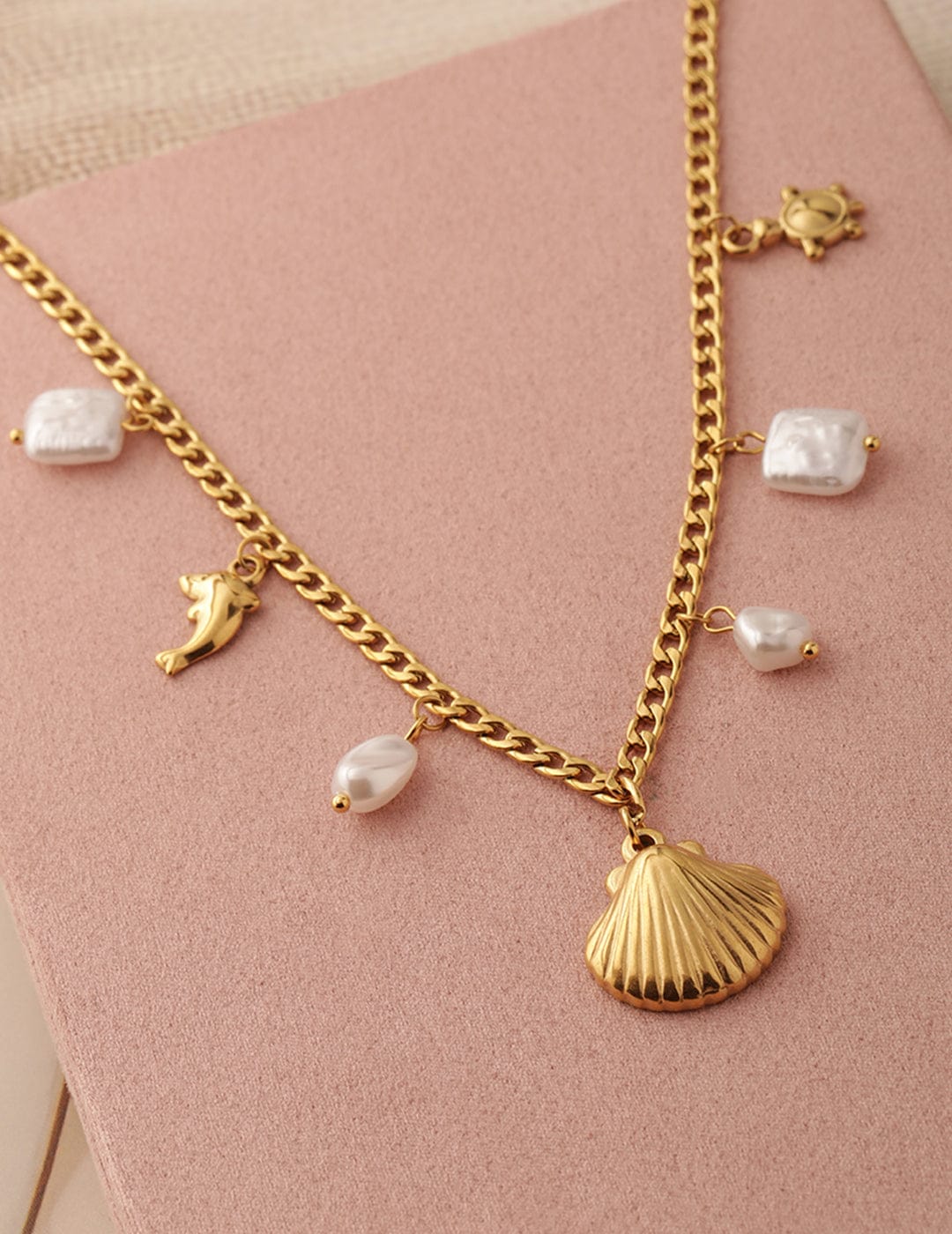 18K Gold-Plated Stainless Steel Tarnish-Free Waterproof Shell & Charm Necklace Necklace & Chains