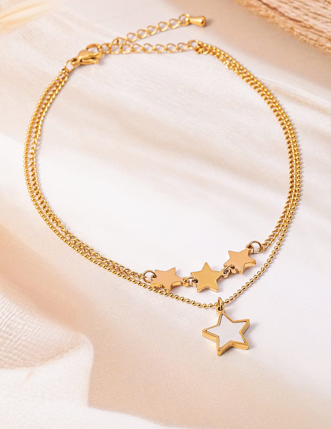 18K Gold Plated Stainless Steel Tarnish-Free Waterproof Star Charm Anklet Anklet