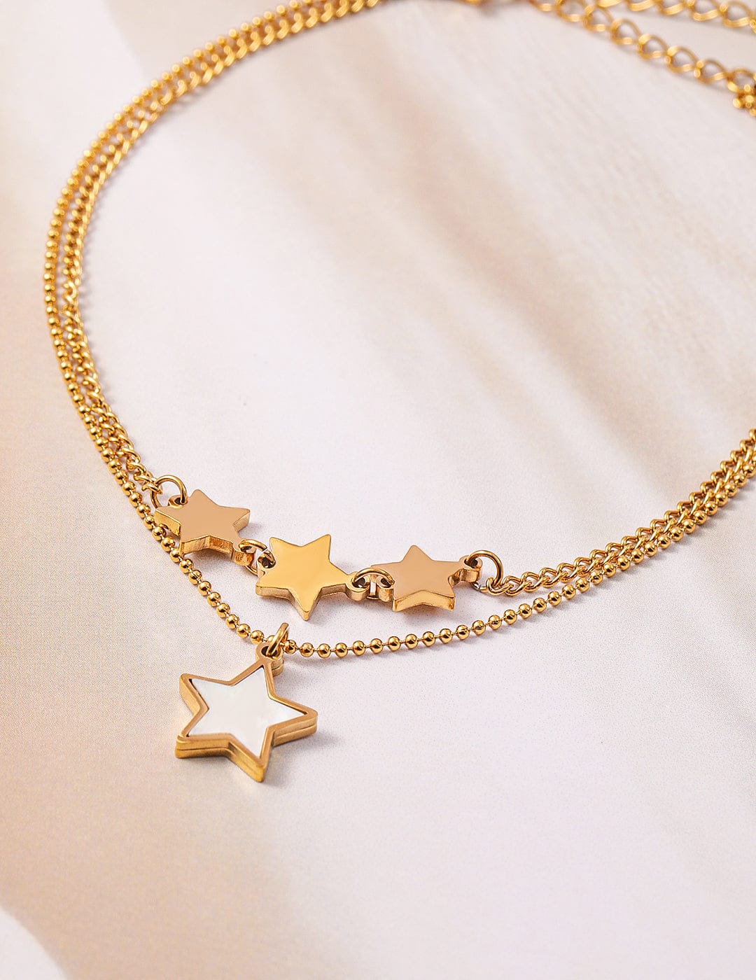 18K Gold Plated Stainless Steel Tarnish-Free Waterproof Star Charm Anklet Anklets