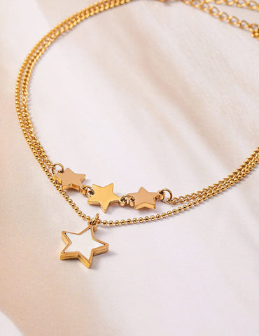 18K Gold Plated Stainless Steel Tarnish-Free Waterproof Star Charm Anklet Anklets