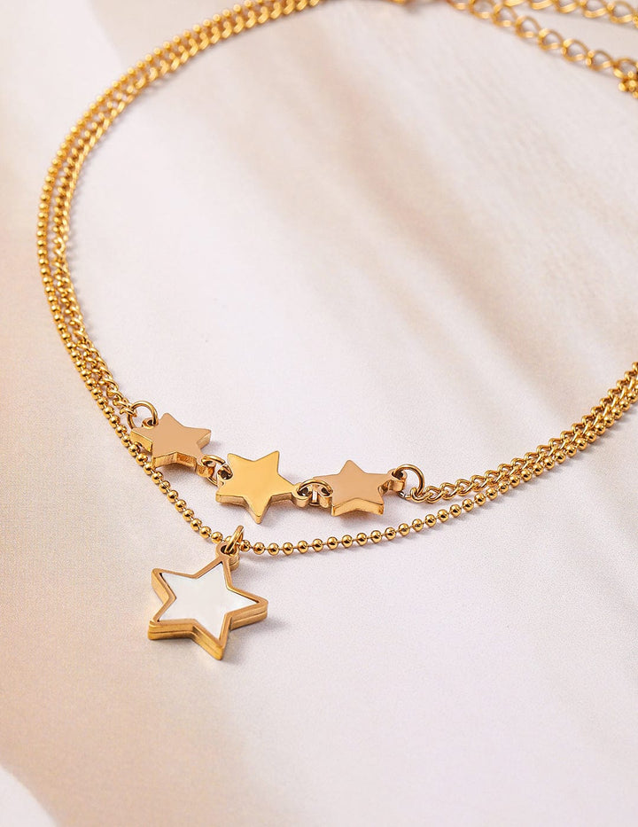 18K Gold Plated Stainless Steel Tarnish-Free Waterproof Star Charm Anklet Anklets