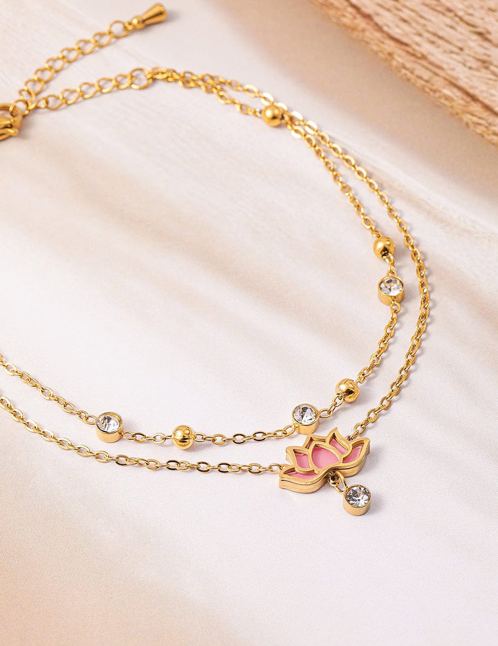 18K Gold Plated Stainless Steel Tarnish-Free Waterproof Zirconia Studded Anklet Anklets